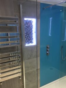 247 Plumbing Solutions of Larkfield, Kent. Full bathroom installation including design, build, underfloor heating, plumbing, tiling including features in Beckenham, South East London.