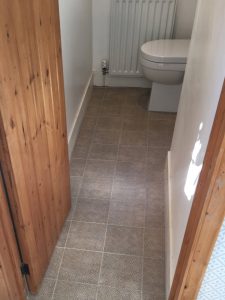 247 Plumbing Solutions of Larkfield, Kent. Removal and replacement of Cloakroom including new fittings and fixtures, flooring, tiling and decorating in Sevenoaks Weald, Kent.