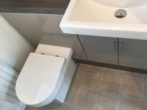 247 Plumbing Solutions of Larkfield, Kent. Removal and replacement of Cloakroom including new fittings and fixtures, flooring, tiling and decorating in Sevenoaks Weald, Kent.