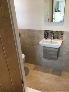 247 Plumbing Solutions of Larkfield, Kent. Removal and replacement of Ensuite Bathroom including new fittings and fixtures, shower, flooring, tiling and decorating in Sevenoaks Weald, Kent.